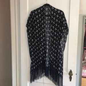 Navy and white shawl/coverup